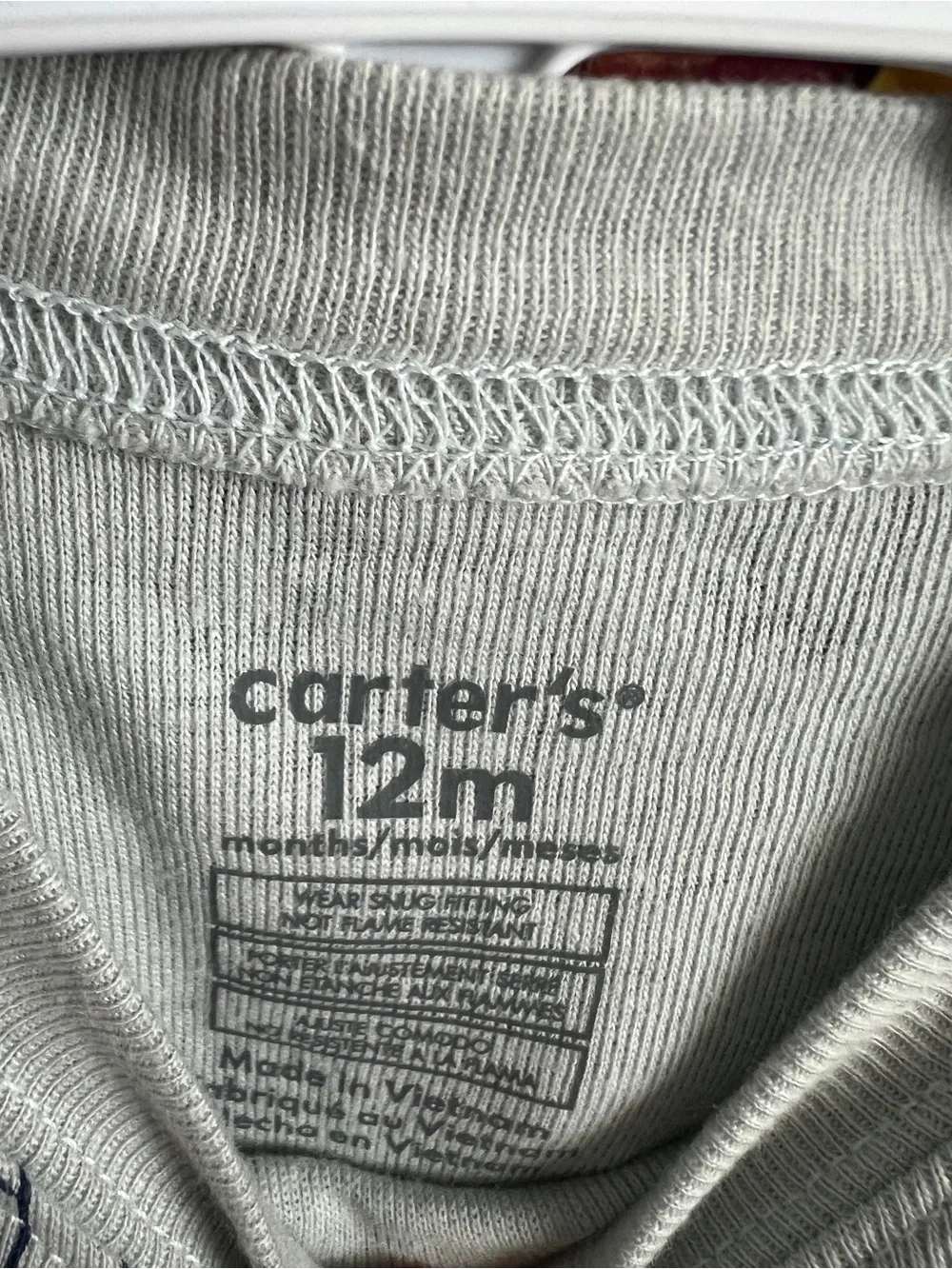 Two Pairs of Carter's Red and Gray Fire Truck Pajama Sets Size 12M.